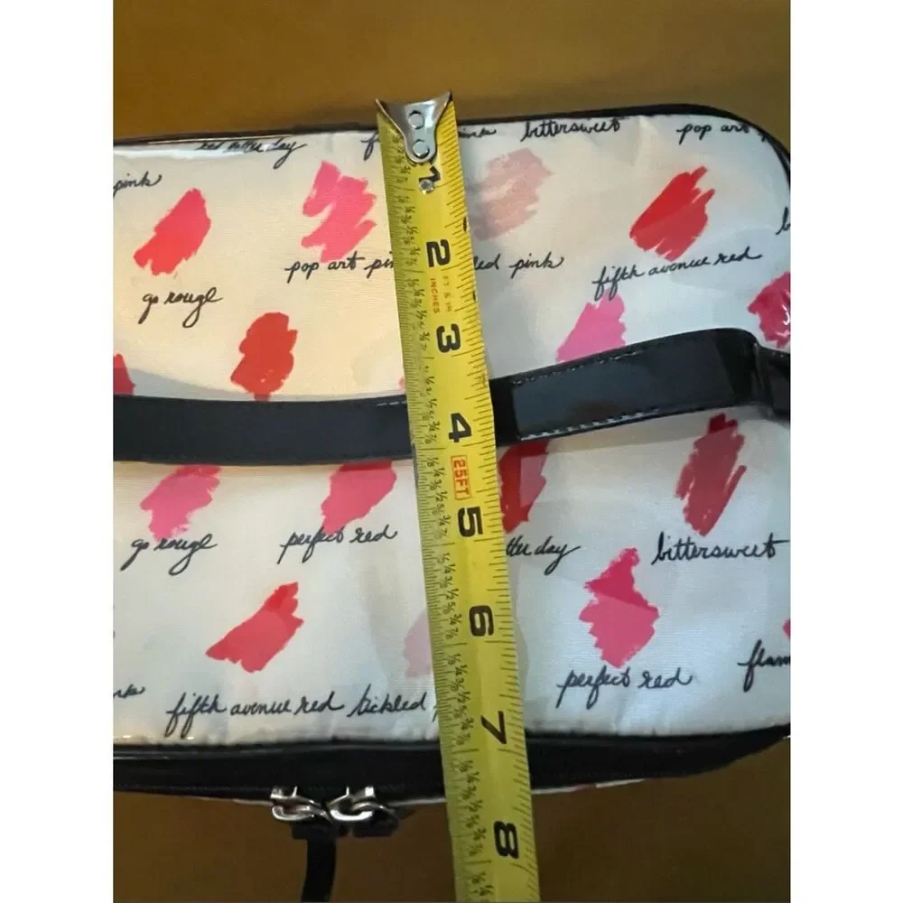 KATE SPADE LARGE & SMALL COLIN LILAC COURT COSMETIC BAGS LIPSTICK SWATCH PATTERN